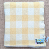 Lemon and Cream Check KING SINGLE New Zealand Wool Blanket