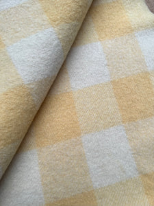 Lemon and Cream Check KING SINGLE New Zealand Wool Blanket