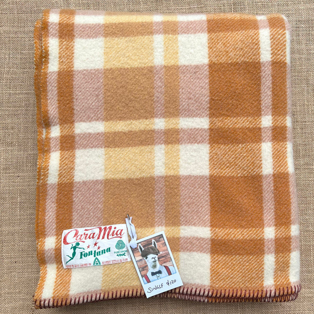 Retro Terracotta Naturals SINGLE New Zealand Wool Blanket