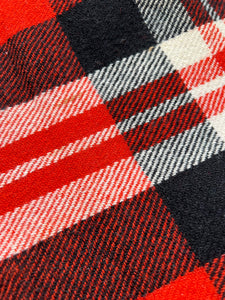 Red and Black Vintage TRAVEL RUG New Zealand Wool Blanket