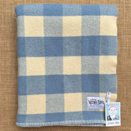 Classic Blue/Cream Check SINGLE New Zealand Wool Blanket