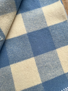 Classic Blue/Cream Check SINGLE New Zealand Wool Blanket