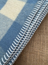 Load image into Gallery viewer, Classic Blue/Cream Check SINGLE New Zealand Wool Blanket
