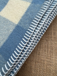 Classic Blue/Cream Check SINGLE New Zealand Wool Blanket