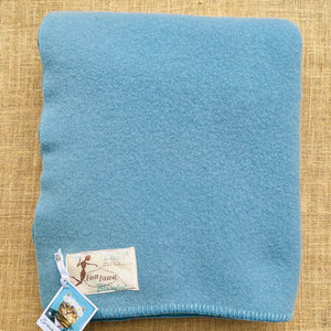 Cornflower Blue SINGLE Pure New Zealand Wool Blanket