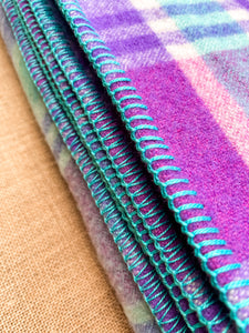Turquoise & Fuchsia Sensational DOUBLE Pure New Zealand Wool Blanket.