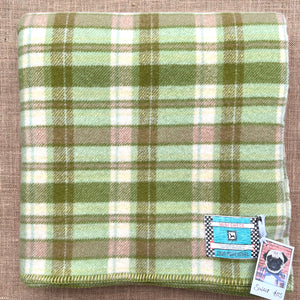 Fresh Greens Mini-check SINGLE New Zealand Wool Blanket