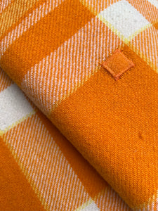 BARGAIN Blanket!  SINGLE Wool Blanket Bright Orange Retro