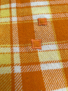 BARGAIN Blanket!  SINGLE Wool Blanket Bright Orange Retro