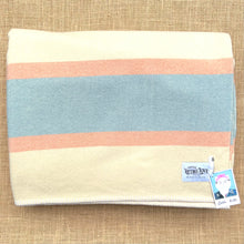 Load image into Gallery viewer, Classic DOUBLE Wool Blanket - Traditional peach/blue stripe edge
