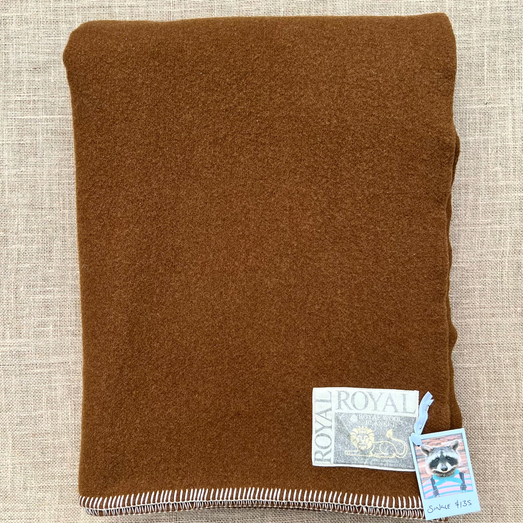 Deep Chocolate Brown SINGLE Pure New Zealand Wool Blanket