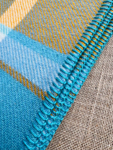 Sailboat Blue and Melon KING SINGLE New Zealand Wool Blanket