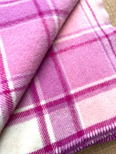 Load image into Gallery viewer, Magenta &amp; Pink Plaid THROW New Zealand Wool Blanket
