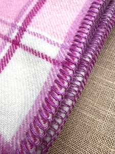 Magenta & Pink Plaid THROW New Zealand Wool Blanket