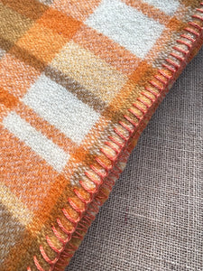 Orange and Olive Retro SINGLE New Zealand Wool Blanket
