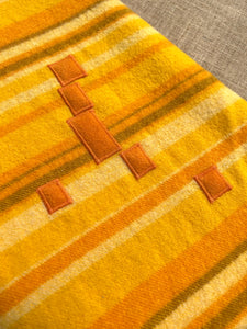 Thick Retro Golden Striped DOUBLE/QUEEN New Zealand Wool Blanket