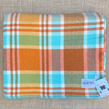 Load image into Gallery viewer, Brights Orange and Turquoise DOUBLE New Zealand Wool Blanket
