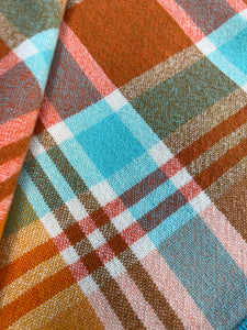 Brights Orange and Turquoise DOUBLE New Zealand Wool Blanket