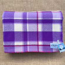 Load image into Gallery viewer, Vibrant Purple Check DOUBLE New Zealand Wool Blanket
