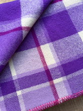 Load image into Gallery viewer, Vibrant Purple Check DOUBLE New Zealand Wool Blanket
