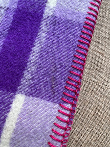 Vibrant Purple Check DOUBLE New Zealand Wool Blanket