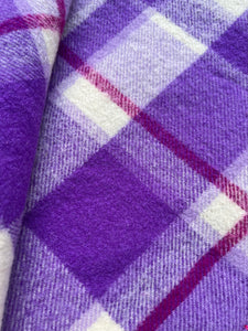 Vibrant Purple Check DOUBLE New Zealand Wool Blanket