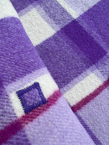 Vibrant Purple Check DOUBLE New Zealand Wool Blanket