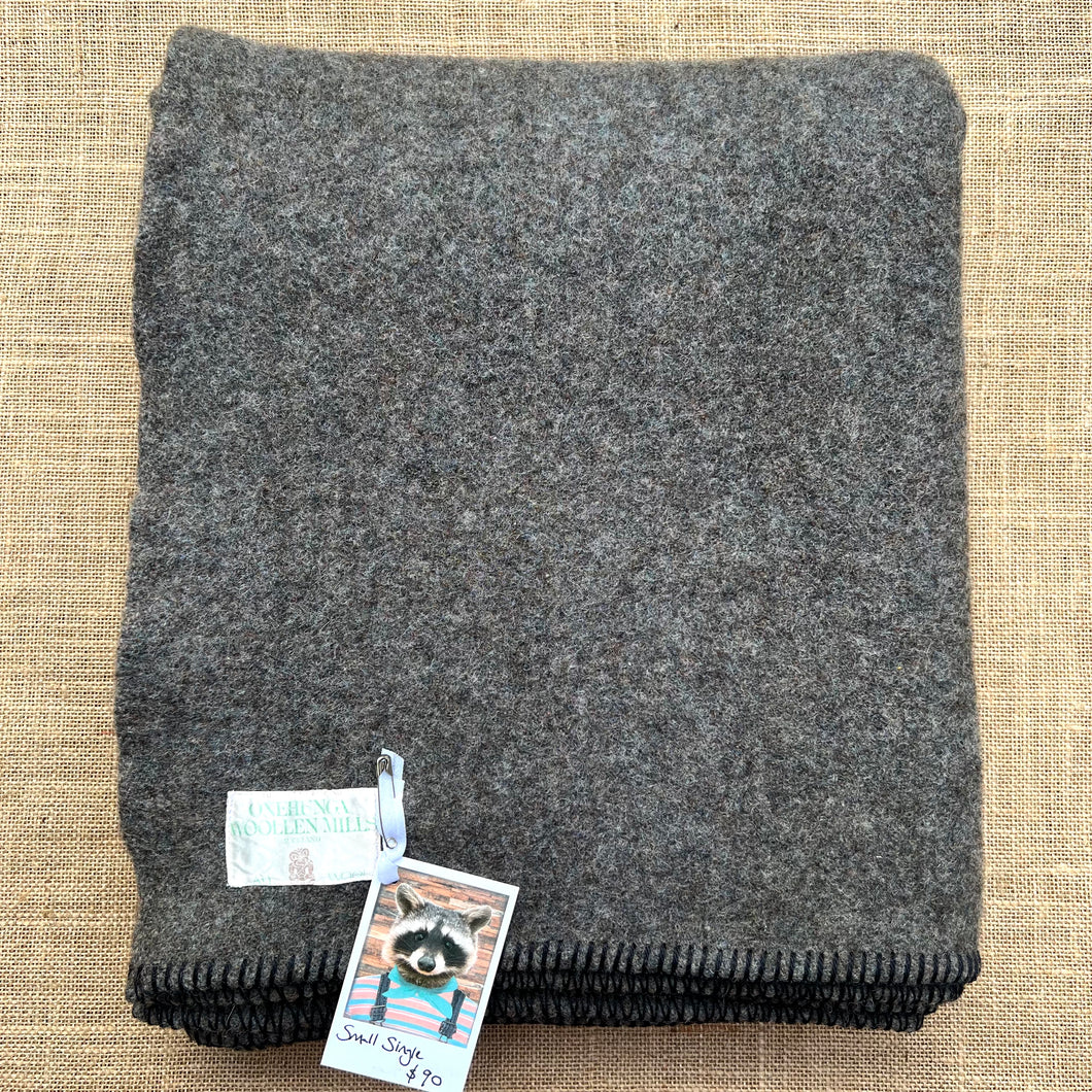 Thick Grey Army THROW/SMALL SINGLE New Zealand Wool Blanket