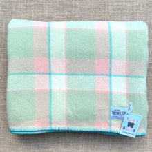 Load image into Gallery viewer, Peach Pink and Moss Green DOUBLE/QUEEN Wool Blanket

