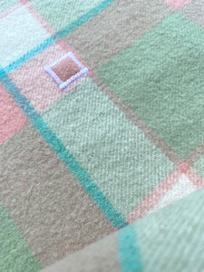 Peach Pink and Moss Green DOUBLE/QUEEN Wool Blanket