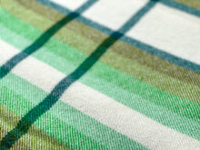 Load image into Gallery viewer, Bright Greens Stripe &amp; Check DOUBLE/QUEEN New Zealand Wool blanket
