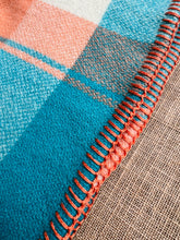 Load image into Gallery viewer, Turquoise and Mango SINGLE New Zealand Wool Blanket

