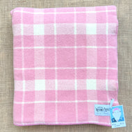 Soft Pink Plaid KING SINGLE New Zealand Wool Blanket