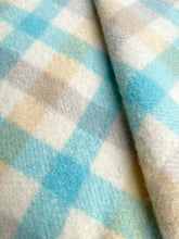 Load image into Gallery viewer, Mini-check with Turquoise COT/THROW New Zealand Wool Blanket.
