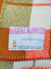 Load image into Gallery viewer, Oversize Bright Melon &amp; Olive SINGLE/DOUBLE New Zealand Wool Blanket
