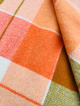 Load image into Gallery viewer, Oversize Bright Melon &amp; Olive SINGLE/DOUBLE New Zealand Wool Blanket
