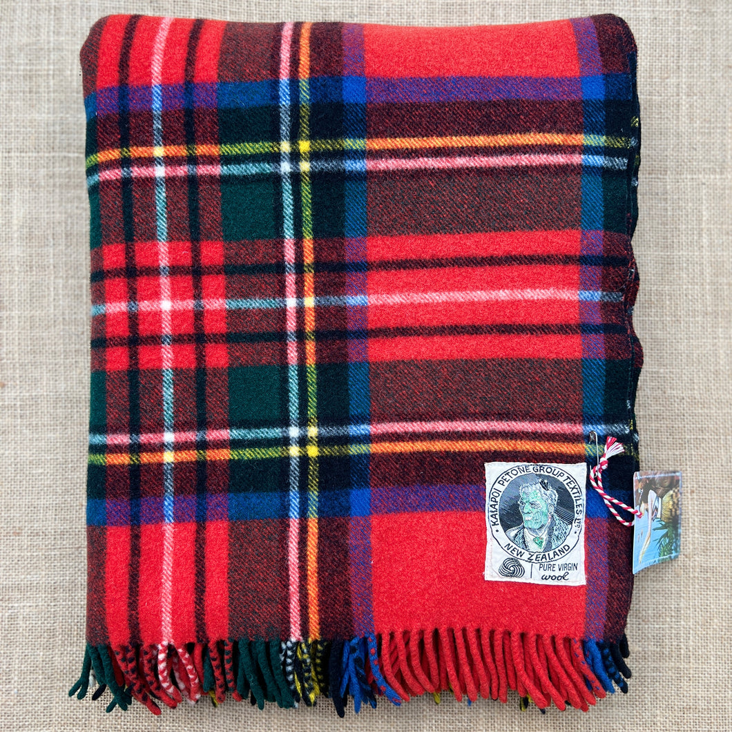 Kaiapoi TRAVEL RUG Collectible Wool Blanket with Maori Chief Label STEWART Clan