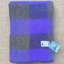 Load image into Gallery viewer, Grey/Violet RARE Check Army Blanket SINGLE New Zealand Wool Blanket
