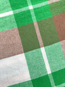 Kelly Green & Brown DOUBLE New Zealand Wool Blanket (with label)