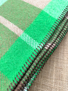 Kelly Green & Brown DOUBLE New Zealand Wool Blanket