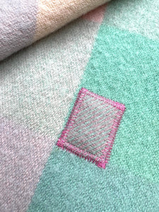 Mint, Pink & Mauve Onehunga SINGLE NZ Wool **Bargain Blanket**