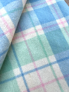 Pretty Mint and Blue KING SINGLE New Zealand Wool Blanket