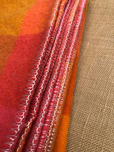 Rare Design Bright 1970's Onehunga Woollen Mills SINGLE Wool Blanket - Fresh Retro Love NZ Wool Blankets