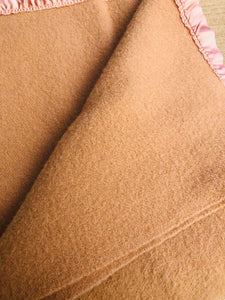 Warm Sepia SINGLE  Wool Blanket - Thick Wool with Satin Edge - Fresh Retro Love NZ Wool Blankets