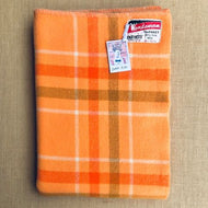 AS NEW Soft and Vibrant Orange SINGLE Wondawarm Farmers Blanket - Fresh Retro Love NZ Wool Blankets