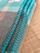 Load image into Gallery viewer, Turquoise &amp; Taupe KING SINGLE New Zealand Wool Blanket
