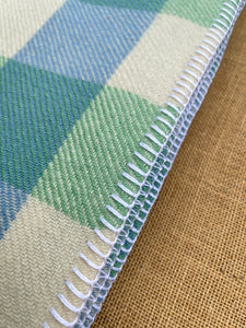 Green & Blue Lightweight SINGLE New Zealand Wool Blanket