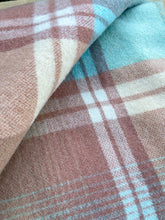 Load image into Gallery viewer, Light warm brick and blue DOUBLE/QUEEN New Zealand Wool Blanket.
