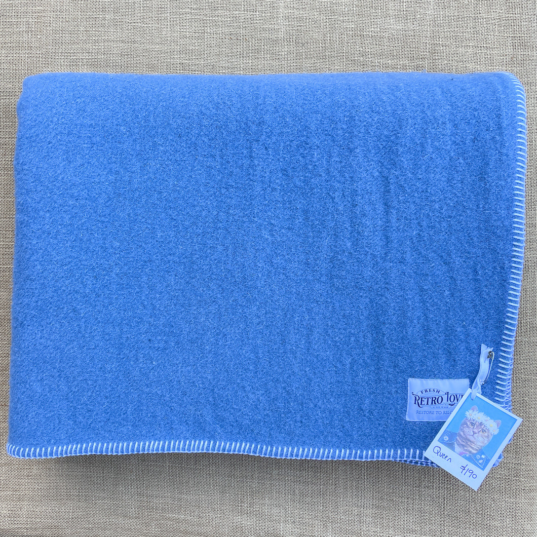 Super Soft Blue QUEEN/KING Gorgeous Wool Blanket.