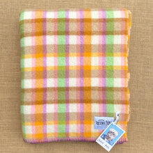 Load image into Gallery viewer, Bright Mini-check Multi Colour SINGLE New Zealand Wool Blanket.
